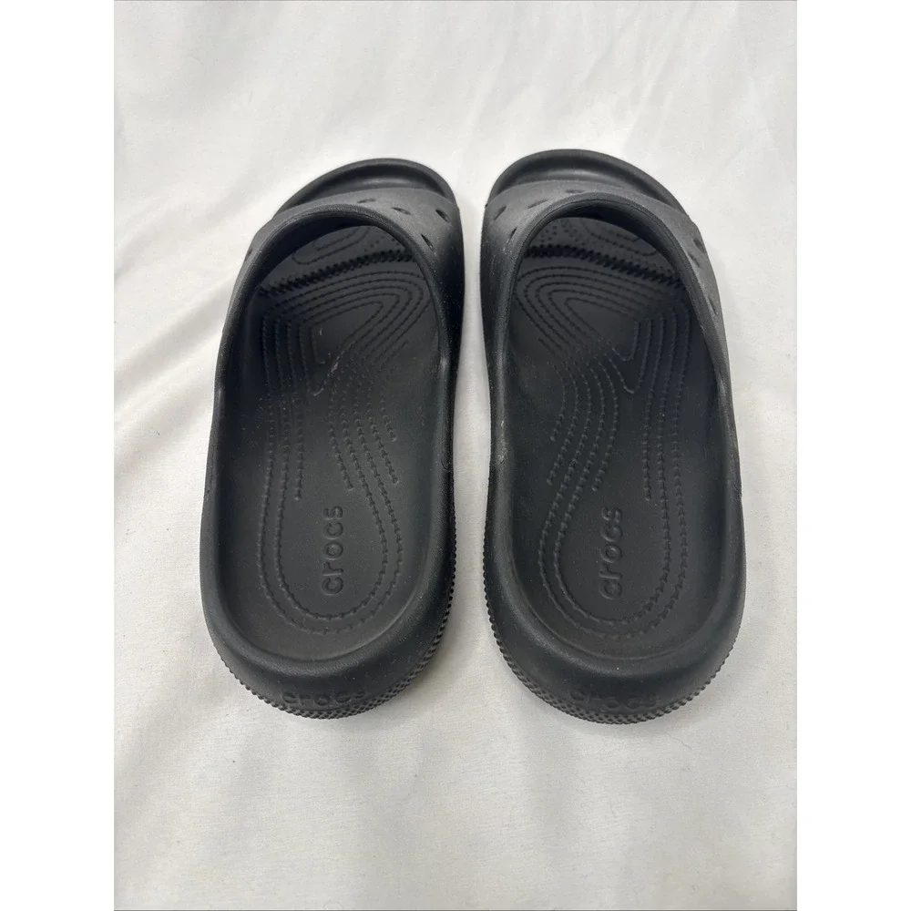 Crocs‎ Iconic Comfort Classic Slides Slip On Black Unisex Men's 8 Women's 10